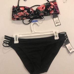 NWT Target Floral Swim Top and Black Lined Bottoms